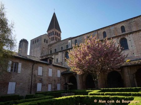 Tournus - Vue d'ensemble de l'abbaye depuis le cloître