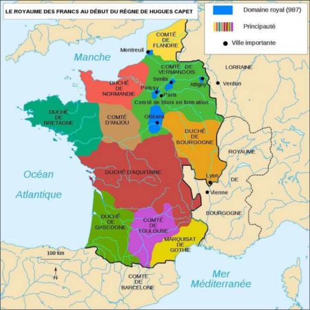 Carte du Royaume franc en 987