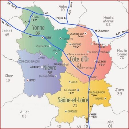 carte simplifiée de la Bourgogne