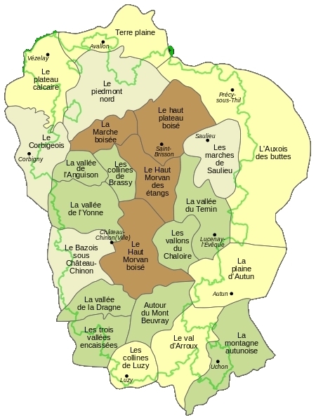 carte des reliefs du Morvan